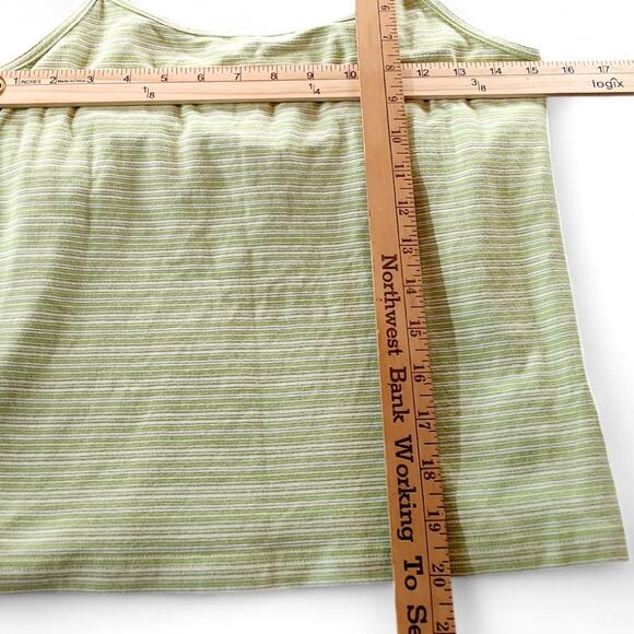 Vintage Eddie Bauer Y2K Cami Tank Top Shelf‎ Bra Sage Green Striped M Layer BTS - Picture 3 of 6